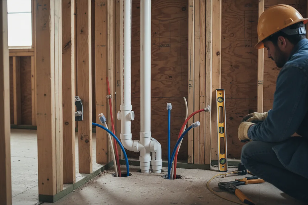 Drain and supply rough-in during Drain Cleaning in North Grosvenordale